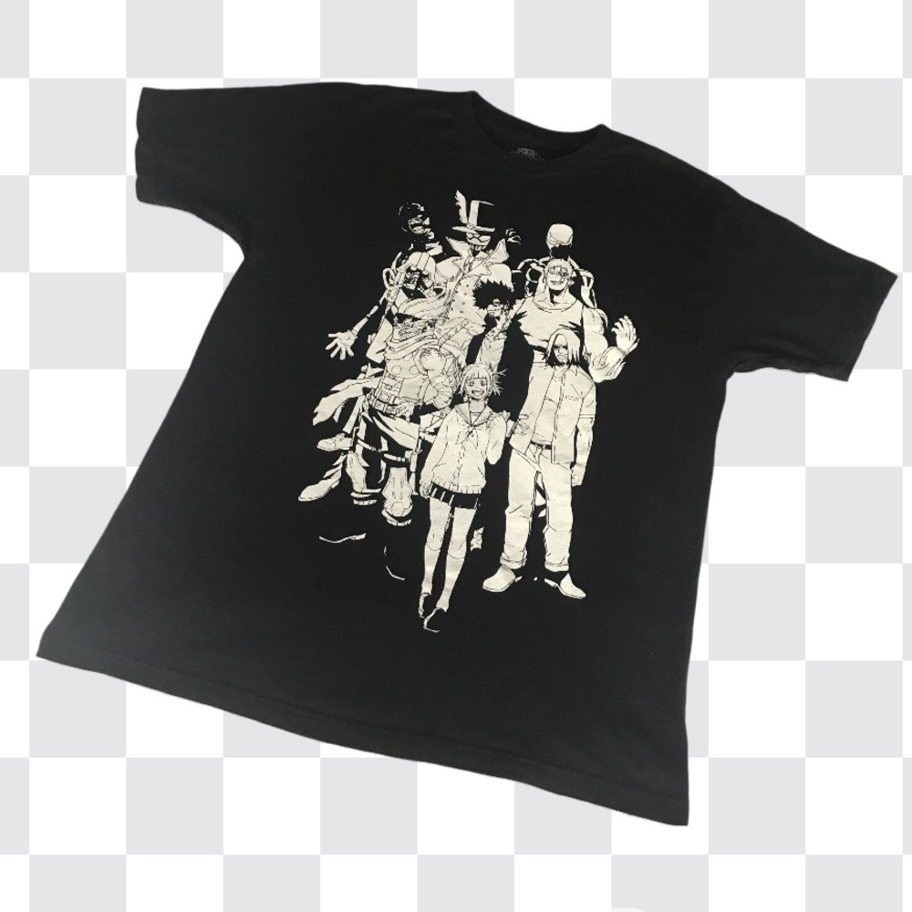 My Hero Academia Vanguard Action Squad Black Tee White Red Graphics Size Large